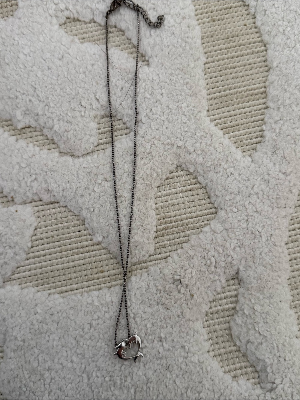 Silver Dolphin Heart Pendant Necklace EUC